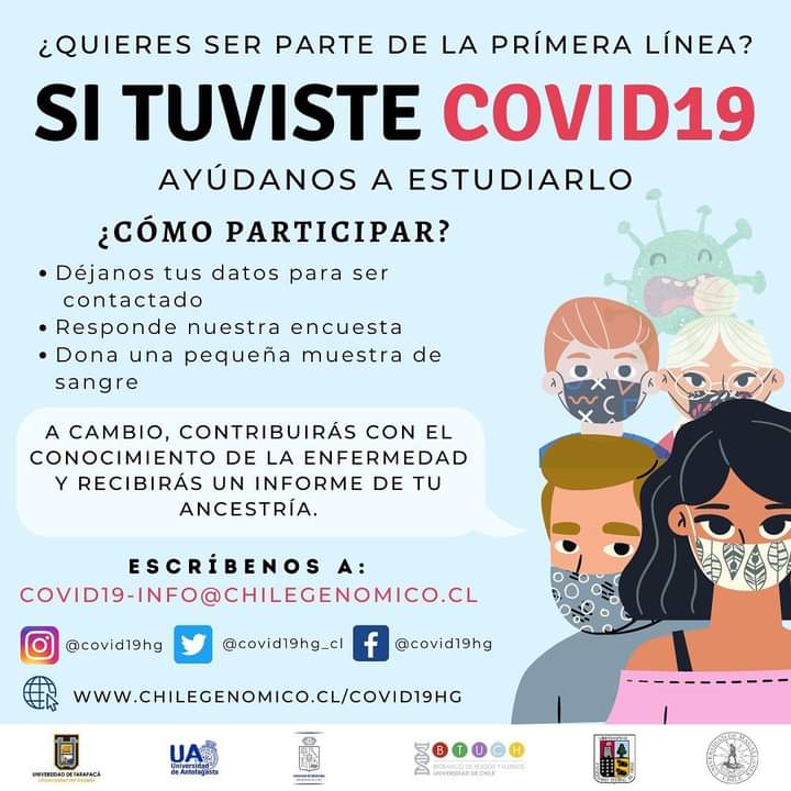 Si tuviste COVID19, ayúdanos a estudiarlo.
Somo el proyecto que busca entender la relación entre factores genéticos en el humano que podrían afectar la severidad del COVID19
chilegenomico.cl/covid19hg/
#covid19 #genoma #ciencia #cienciaenchile