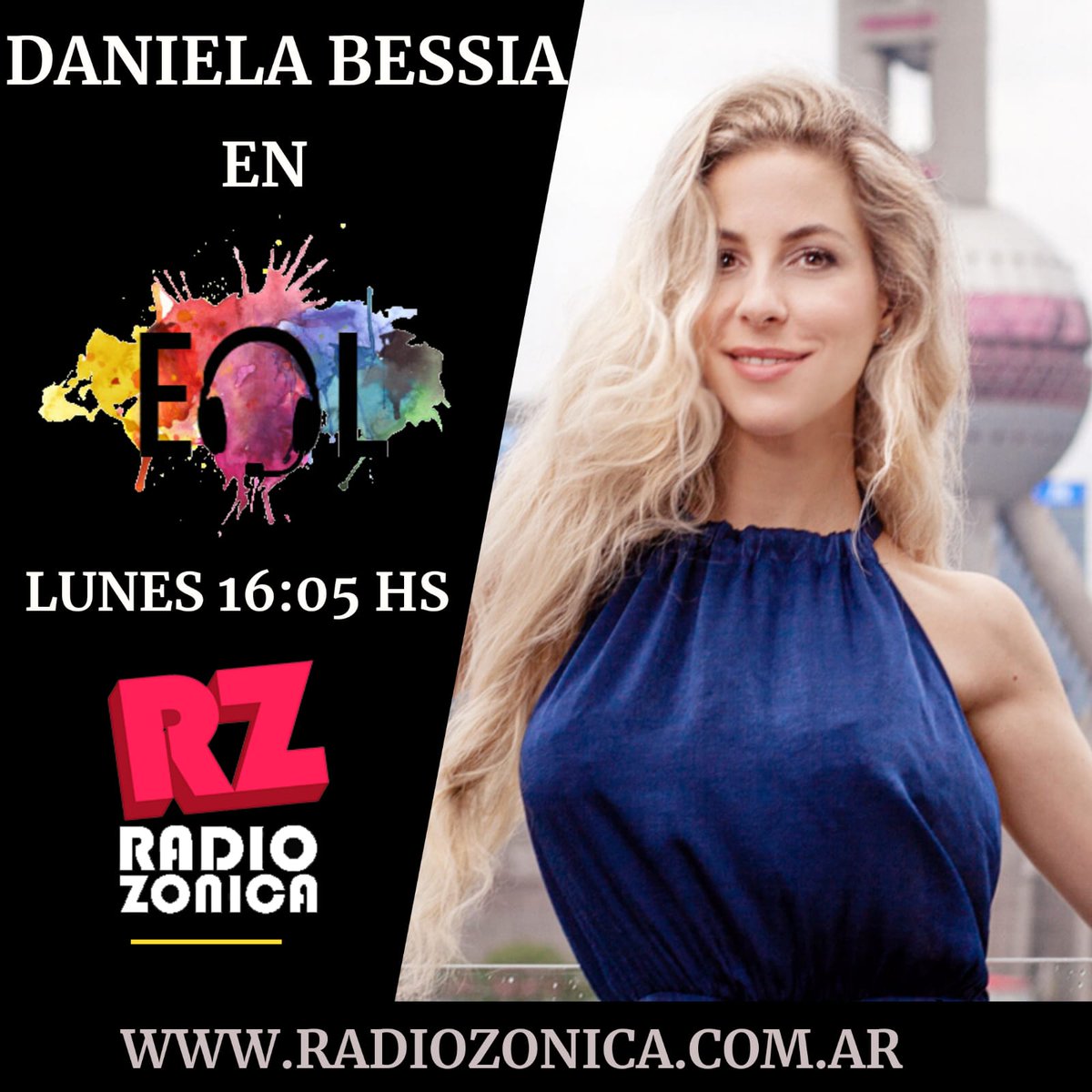 HELLO ARGENTINA!!
Monday 16Hs (Argentina time), Daniela Bessia for <a href="/RADIOZONICA/">#RadioZonica #Zonica➕</a> interview by <a href="/eoloficial/">especialesonline</a> in “Especiales Online"
radiozonica.com.ar
Host <a href="/gusantonopolos/">Gustavo Antonopolos</a> 

#DanielaBessia #Radio #Entrevista #Musica #China #Argentina #Italia #actriz #cantante #actress #singer