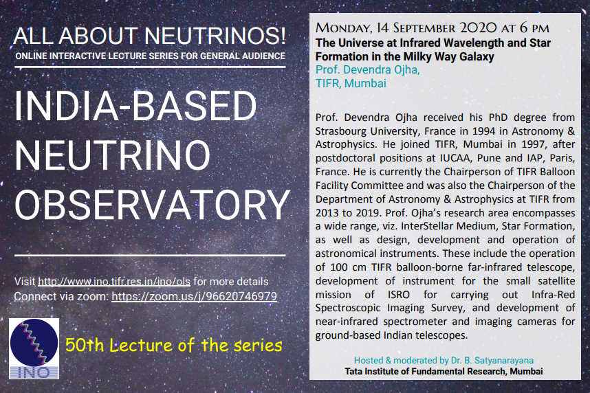 inoofficial1's tweet photo. Ready for #Lecture50 of #INOWebinar today (Sep 14) @ 6 PM IST? 🤩

Speaker: Prof. Devendra Ojha, TIFR, Mumbai
Topic: The Universe  at Infrared Wavelength &amp; Star ⭐️🌟Formation in the Milky Way Galaxy 🌌

Zoom 👉 : https://t.co/qAS2zYXHxM
@YouTube  Live 👉: https://t.co/C2g4lxanqK https://t.co/nv9DCjuyP6