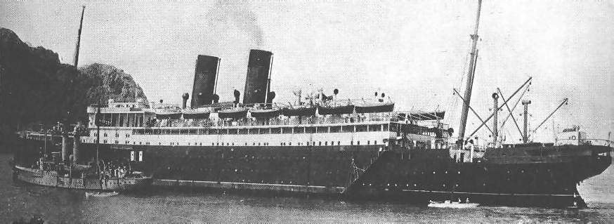 SMS Cap Trafalgar in August 1914 met with the gunboat SMS Eber to transfer crew, ammo, supplies and two 10.5cm guns from the ship.She was also modified to represent a British liner such as RMS Carmania, with the removal of the third funnel. She was code-named Hilfskreuzer B.