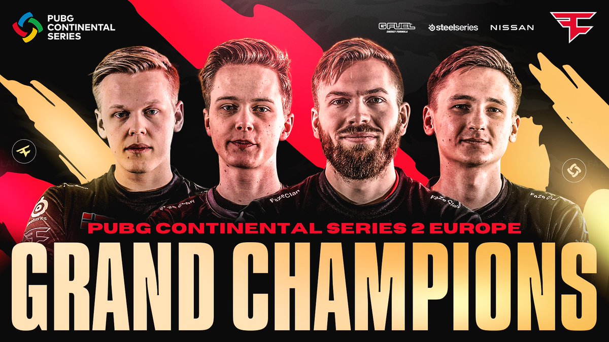 FaZeClan's tweet photo. FaZe Sunday never fails.

Your PUBG European Champions 🏆

@FaZe_ubah
@GustavQQ
@FaZeFuzzface
@FaZeAitzy

#FaZeUp https://t.co/lu7OyatdfF
