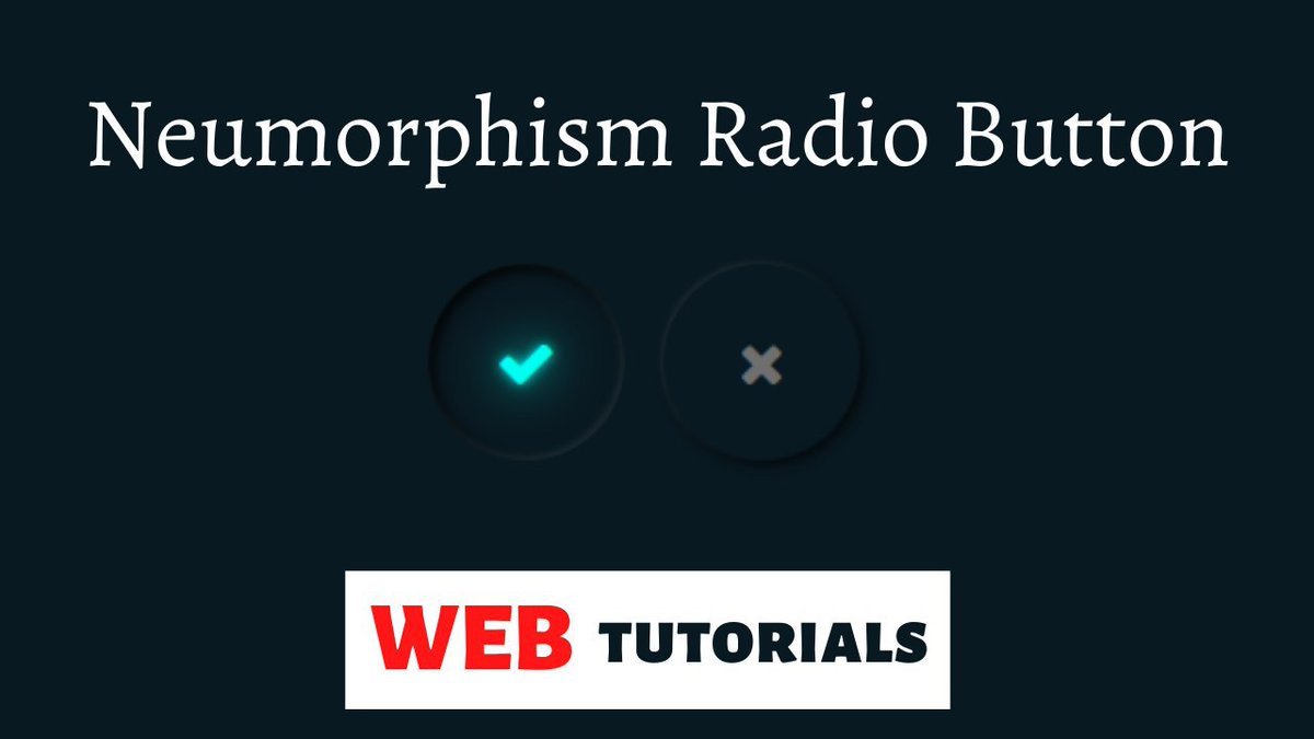 WebTutorials8's tweet photo. Radio Buttons UI Design CSS CSS3 Custom Neumorphism Radio Button
🎥https://t.co/a1pkq3VD5O
#css #css3 #html #html5 #webdesign #web #webdevelopment #webdeveloper #webdevelopers #reactjs #desing
#PHP #javascript #webtutorials #uidesign #programming #webtutorial https://t.co/WCiNrp2QPW