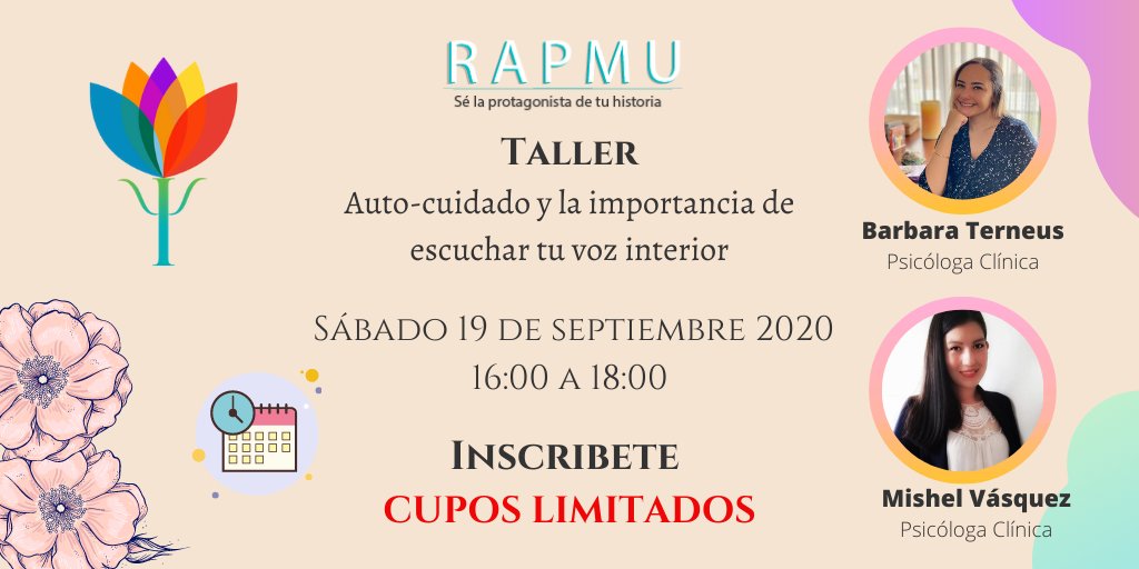 rapmuecuador's tweet photo. No te puedes perder este taller GRATUITO 
INSCRIBETE AQUÍ👇
https://t.co/KwPsxodtHP

📲NO OLVIDES llenar tu formulario de inscripción pronto RECUERDA TENEMOS CUPOS LIMITADOS
#rapmuecuador #Psicologia #Mujeres #EmpoderandoMujeres #evento #ServicioSocial #SaludMental #Salud https://t.co/sK9n15cQ0U