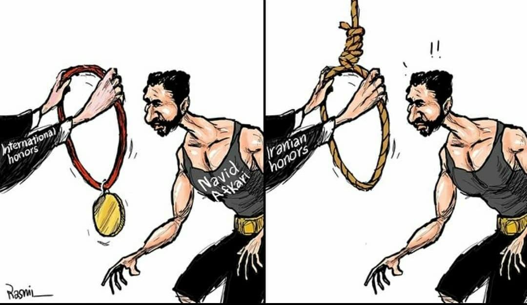 hichkas9999's tweet photo. حتما نباید مدالی بر گردنت افتاده باشد تا قهرمان شوی
 گاهی با طنابی بر گردن، هم
 میشود قهرمان بود و عزیز ملتی شد
#نوید_افکاری 
#BanIRSports4Navid https://t.co/CYeQ6FI0Lv