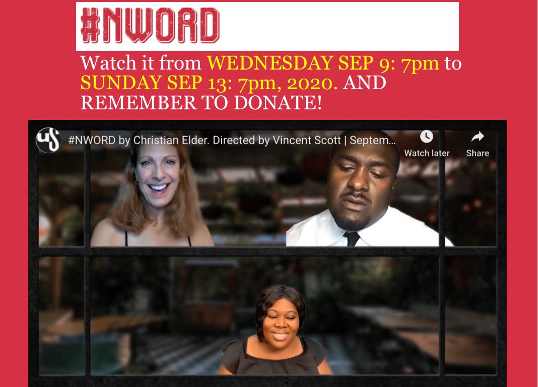 UrbanStages's tweet image. Just a few more hours left to catch the play, #NWORD. Thanks to all who have supported so far. 

View the show here: 
urbanstages.org/sepplayfest

#dontmissout #thingstowatch #actorslife #virtualperformance #theater #play #film #fun #supportsmalltheaters #playfestivals  #happysunday