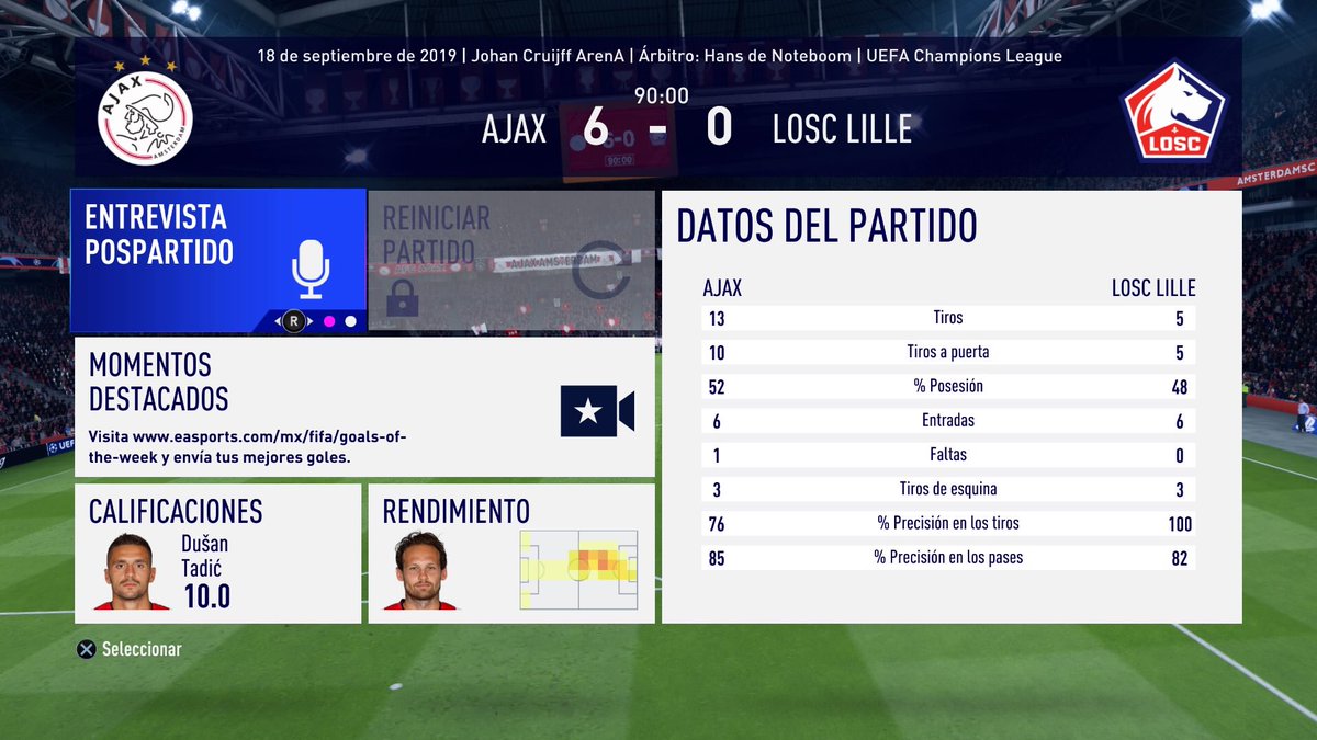AjaxModo's tweet photo. #AJALIL TREMENDA Victoria del equipo frente a un Losc Lille que nada pudo hacer en la goleada del ajax 6-0 ahora a volver a la liga con la misma fuerza 👀👏🏻

Goles Ajax 🔴⚪️: Frankie De Jong 6’, Dušan Tadić 38’ 48’ 68’ 78’ y Ziyech 83 🤩
PÓKER de Tadić🥳 https://t.co/VFctYJNoDV
