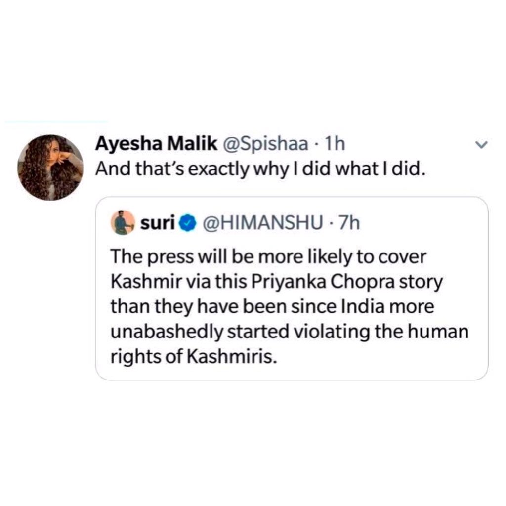 3/6 Ayesha Malik’s accusations at Beautycon in August 2019. Her agenda behind heckling a global celebrity like Priyanka exposed on Twitter by herself.