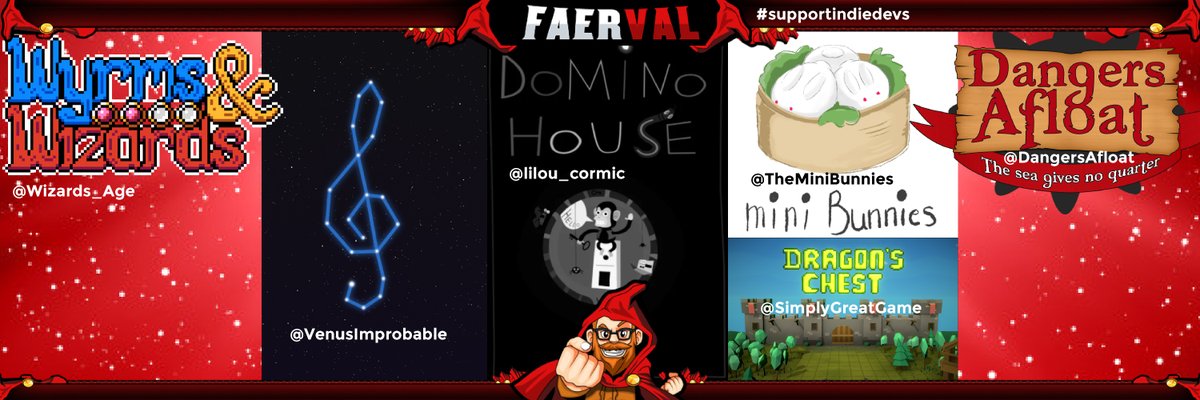 Faerval's tweet photo. 🚨 #IndieGameDev Sponsorship Banner Grows Again! 🚨

We are now officially sponsoring @DangersAfloat @SimplyGreatGame and @Wizards_Age! 

Go show some Indie Love to these incredible Dev teams! 

More to come soon! 👀

#supportindiedevs #indie #indiedev #indiegame https://t.co/1cKxXuNu79