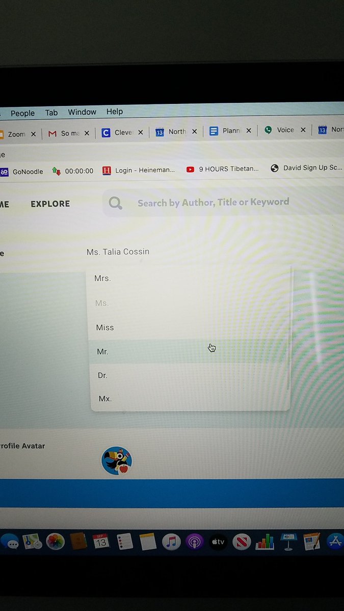 It's great that <a href="/epic4kids/">Epic for Kids</a> has so many different titles for Ts to choose from for their own name. Including Mx. But my students just call me Talia. No title. No last name.  I'd like to see that reflected in my page.