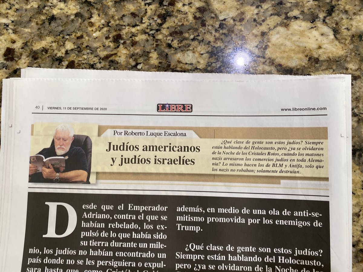  #BREAKING:  @MiamiHerald/ @elnuevoherald publisher  @MindyMarques and managing editor  @nsanmartin printed and distributed a racist and anti-Semitic periodical published by a convicted fraudster EVERY FRIDAY for MONTHS inside their newspaper