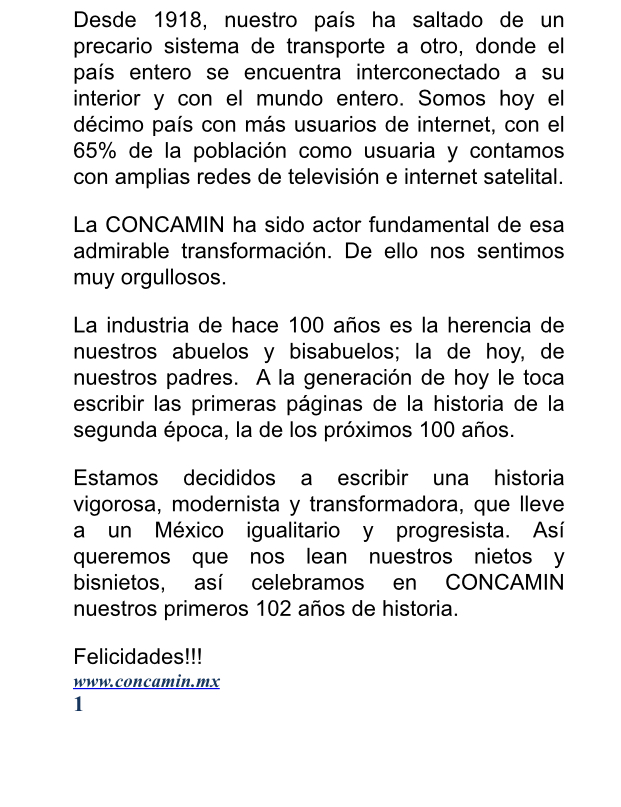 • Hoy cumple la CONCAMIN 102 años 🎉