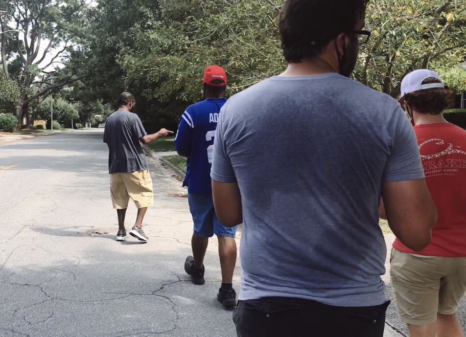 harn_jacquelyn's tweet photo. “We’re knocking doors because we want to see a RED Chatham County!” 

These are the faces of amazing volunteers after a hot day of knocking doors. Democrats don’t stand a chance with guys like these! #GeorgiaGrit #KAG #LeadRight https://t.co/nOPQulsSCV
