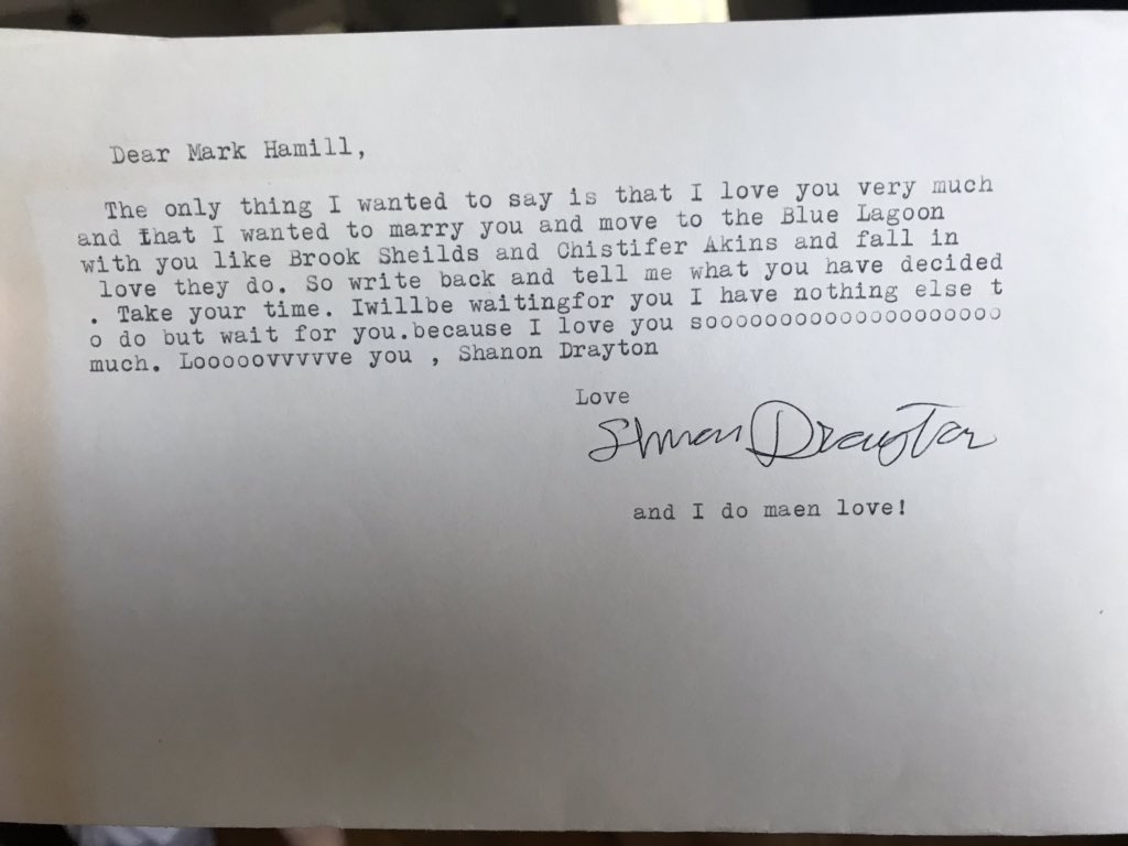ShanonDrayton's tweet photo. I found this gem while going through an old box of treasures my mom had saved. I was 11 when I wrote this. Btw I still love Mark Hamill. And  I do mean love.  @HamillHimself https://t.co/eRsKG0g9GG