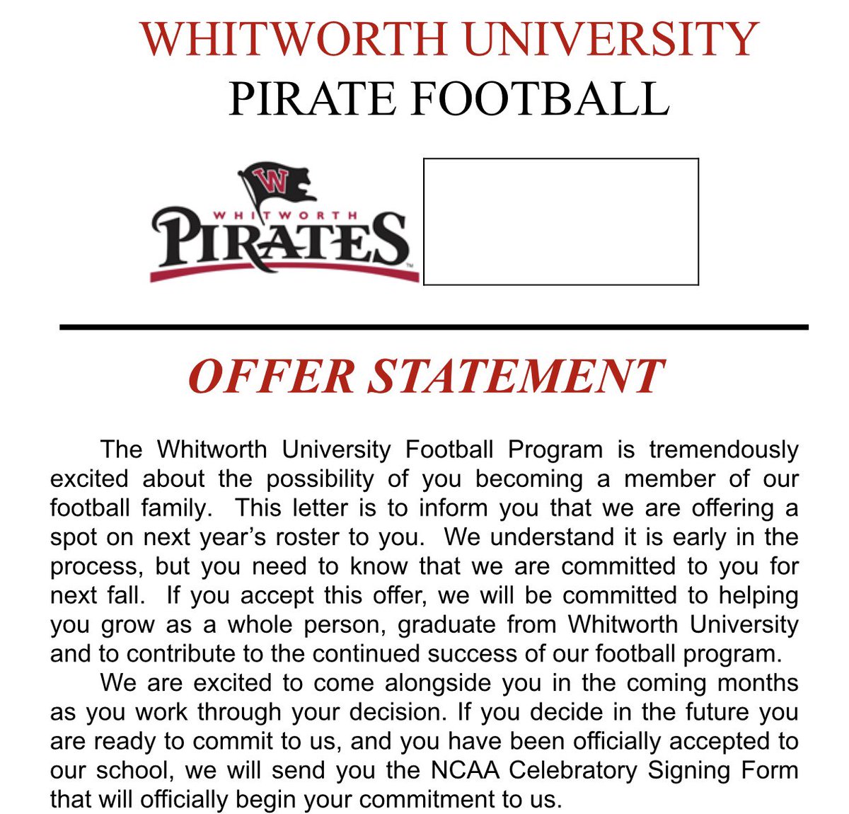 jtgfletch's tweet photo. Excited to receive another offer from Whitworth University  @coachsandberg https://t.co/VJk2DOJsh3
