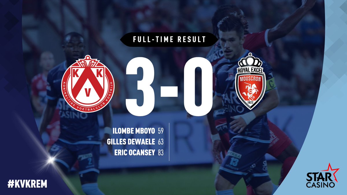 ExcelMouscron's tweet photo. 90+5β | 3-0 | #KVKREM | Fin de la rencontre. DΓ©faite pour le Royal Excel Mouscron qui termine le match Γ 9 contre 11.
π 32' Junior Onana
β½οΈ 59' Ilombe Mboyo
β½οΈ 63' Gilles Dewaele
β½οΈ 83' Eric Ocansey
π 85' Deni Hocko https://t.co/T6KgoNEDDf