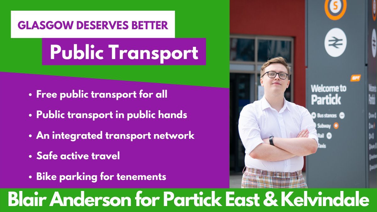 The campaigning period closes at midnight so I just want to thank everyone who has supported and endorsed my bid to be the next Green councillor for Partick East &amp; Kelvindale 💜

Vote for an experienced, young, queer, working class representative with radical, ambitious policies!