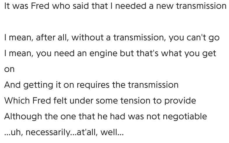 new “transmission” but it is obviously not about a transmission at all but his friends wife,, just read the lyrics with that in mind