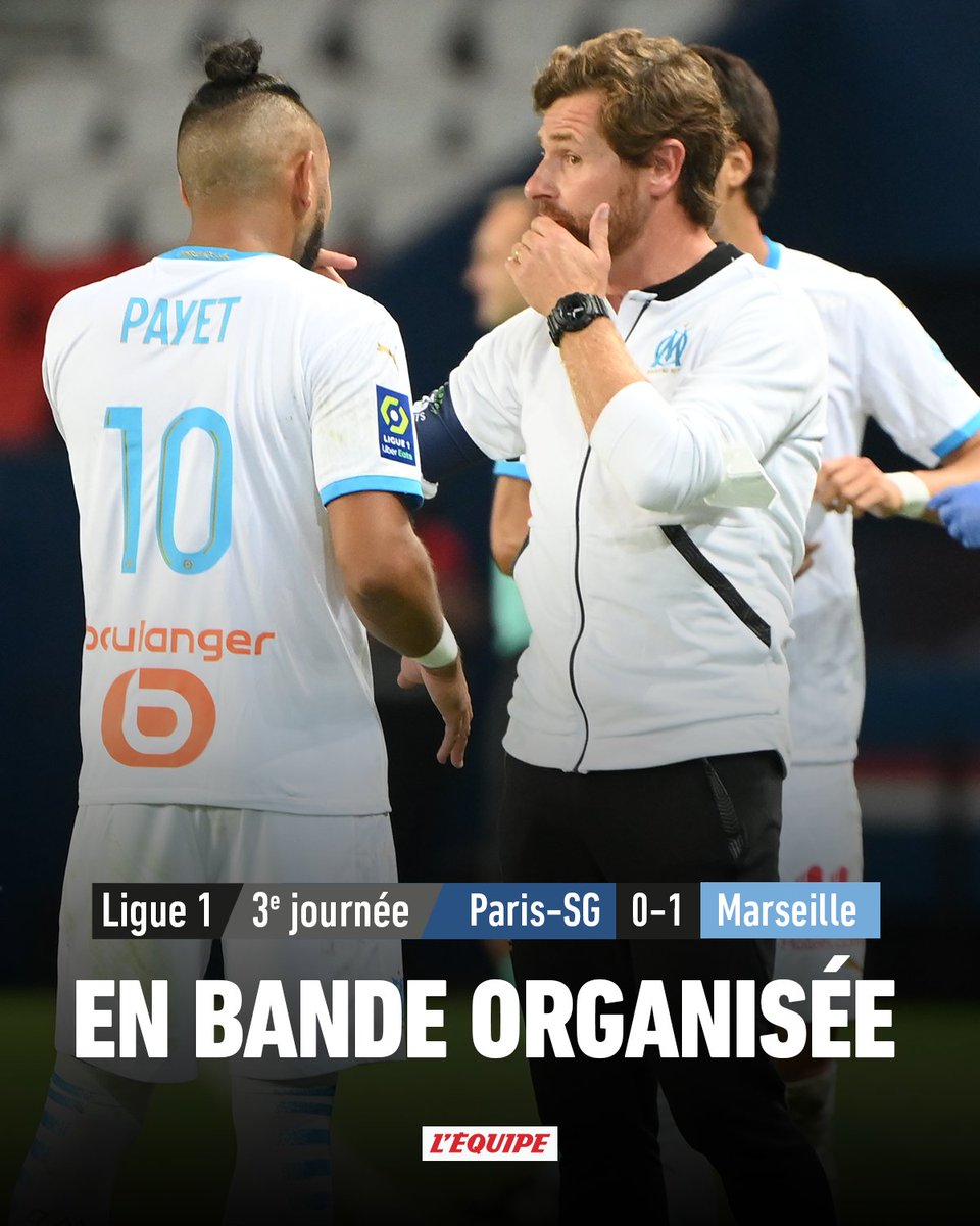 lequipe's tweet photo. Dans un match électrique, l’OM s'impose au Parc des Princes et mène fin à une série de 20 matches sans victoire contre le Paris Saint-Germain. Florian Thauvin est l'unique buteur de la rencontre > https://t.co/OJ8pOsNJHB #PSGOM https://t.co/xBIMG9hedN
