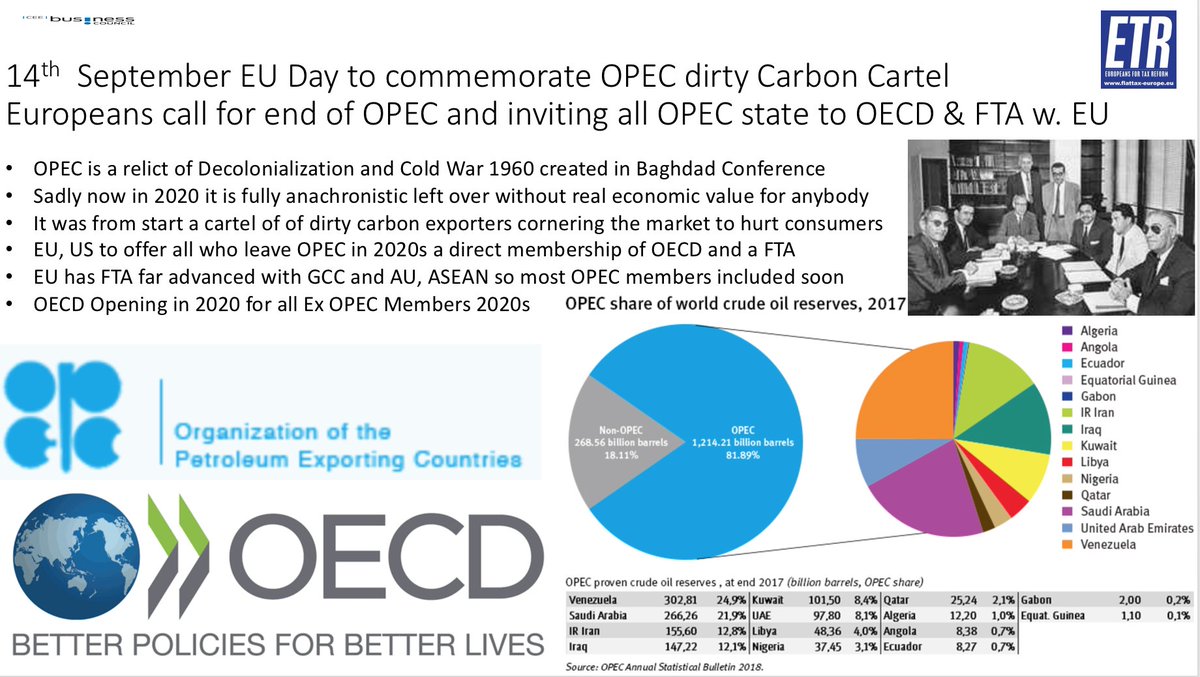GunterFehlinger's tweet photo. ETR calls to end Open #EndOpec and offer all OPEC Member to join @OECD @KSAmofaEN @moi_bahrain @NCSIOman @_AfricanUnion @GCC @EUintheGCC @IraqiGovt @NGRPresident @MalmstromEU @A_Gurria 
OECD is much better than OPEC for your consumers and citizens @TheOPECFund @OPECnews https://t.co/2HxVBJC3uZ