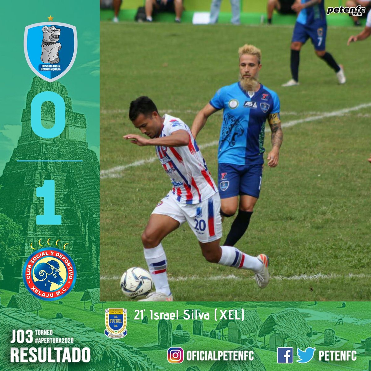 petenfc's tweet photo. #Apertura2020 🇬🇹 Xelajú ganó en condición de visita con un solitario gol del histórico Israel Silva.

👊 #PoderPetenero
✅ Kendel Herrarte, como es habitual fue titular y disputó todo el partido. 
🔄 'El Toro' Mario Castellanos ingresó en los minutos finales del encuentro. https://t.co/JOzyZJDjl8