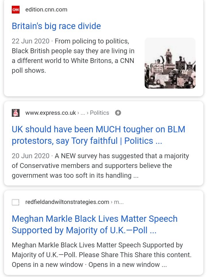 If you just Google 'Black Lives Matter polls UK' you get a wide range of different pollsters and a range of media outlets finding different types of angles from those polls. It is extraordinary for neither Liddle himself nor the sub-editors to bother to check this at all