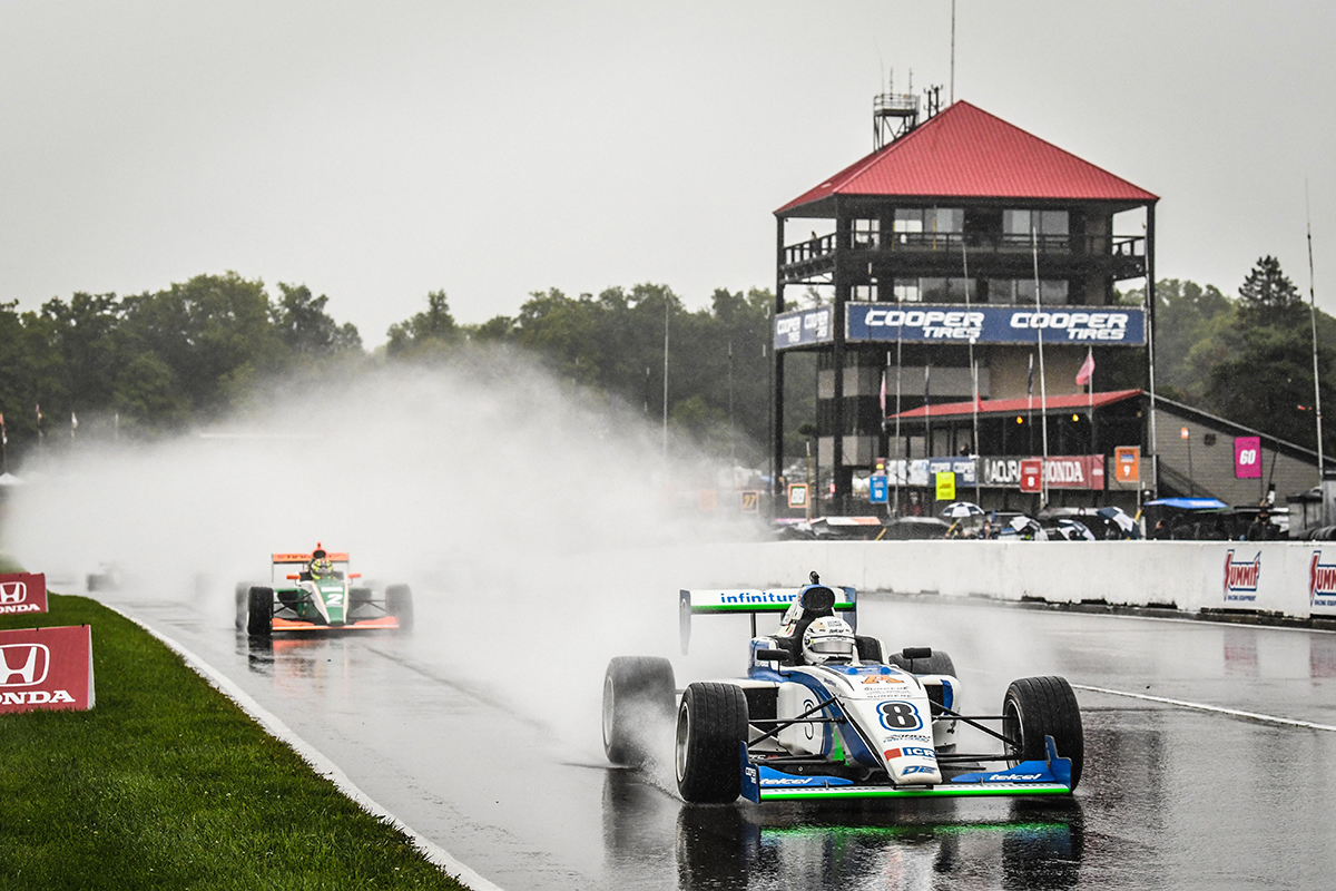 USFPro2000's tweet photo. RACE RECAP: @sting_ray_robb takes his fifth win of the season - on a day that saw every weather condition possible - to increase his points lead with five races remaining
https://t.co/CMvGpo9gHu
#RoadToIndy l #TeamCooperTire
#IndyMO l #SurgereIndyPro2000 https://t.co/uc1XblNp6u