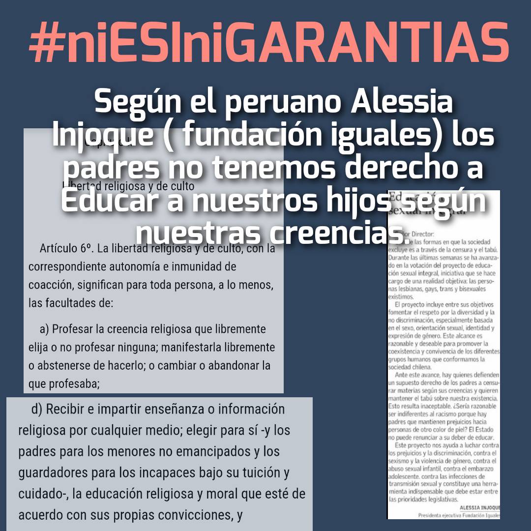 anajuanadearco's tweet photo. SABIA❓LEYES INFANCIA LIMITAN:
📌Libertad de enseñanza 
📌Derecho Preferente d los Padres a Educar a sus hijos 
IMPONEN:
📌Educ en Sexualidad, afectividad y Género, desde Preescolar
📌 Sanciones a  establecim educacion q no quieran impartir ESI.
#NiEsiNiGarantias
@ximerincon https://t.co/ae8vpCYBwt