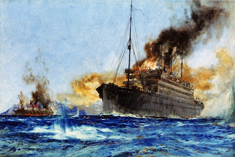  #OTD in 1914 one of the strangest battles of World War One occurred off the coast of Trindade Island between British and German ships.This is the Battle of Trindade where RMS Carmania sank her doppelgänger.