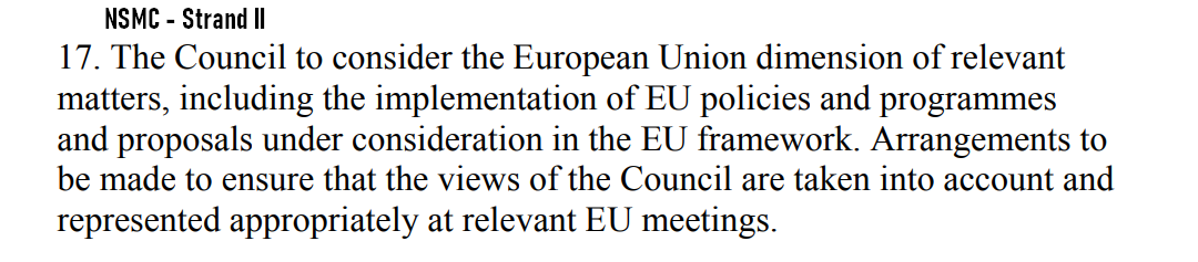 There are as many references to the UK in the B/GFA as there are to the EU (15). These are mainly in relation to the new institutions’ consideration of EU issuesThe principle of  #coordination is key.& the EU dimension is most important to north/south cooperation.4/13