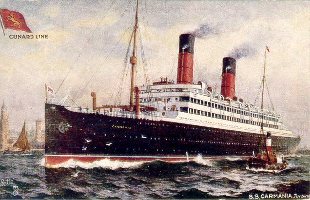 RMS Carmania was launched by John Brown Shipyard, Clydebank for Cunard Line.Taking 7 days to travel from Liverpool to New York, in 1906 HG Wells travelled on her remarking "Carmania isn't the largest ship nor the finest. Greater ships are to follow and greater"