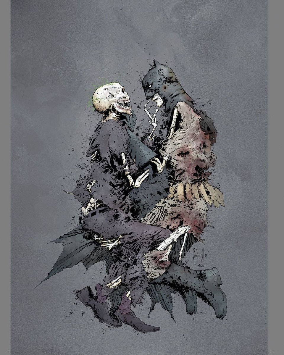 PowrBottomJoker's tweet photo. People: There is NOTHING gay or romantic about the Joker and Batman. NOBODY at DC writes them like that, you're just imagining it.

Greg Capullo: Yeah so here's this unused cover we did using the Lovers of Valdaro as inspiration! https://t.co/B4uDEAr7Su