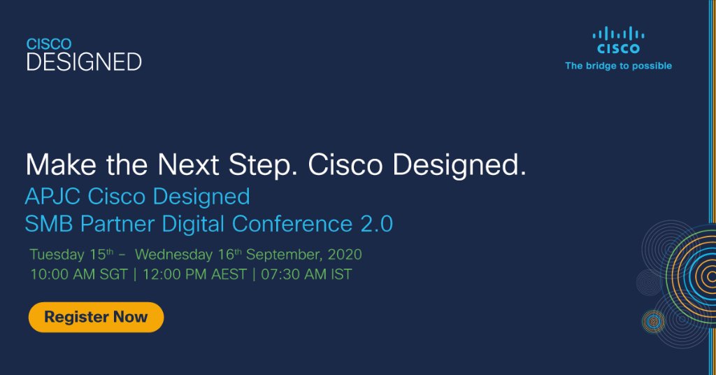 CiscoPartnersAP's tweet photo. Cisco is committed to helping small businesses stay strong, safe and smart via technology so that they can focus on keeping their businesses running. Make the Next Step with Cisco Designed 2.0. https://t.co/law65UV0ny #CiscoDesignedAPJC #CiscoDesigned #CiscoSB https://t.co/JdQ3P0x40q