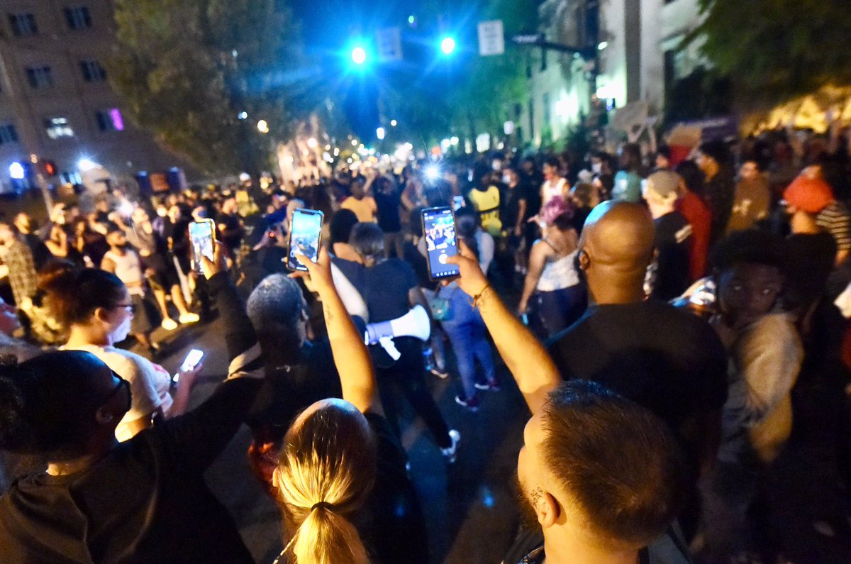 BlaineShahanLNP's tweet image. Protesters out in the intersection of West Chestnut Street and North Prince in Lancaster city in response to police involved shooting that occurred Sunday afternoon. @LancasterOnline