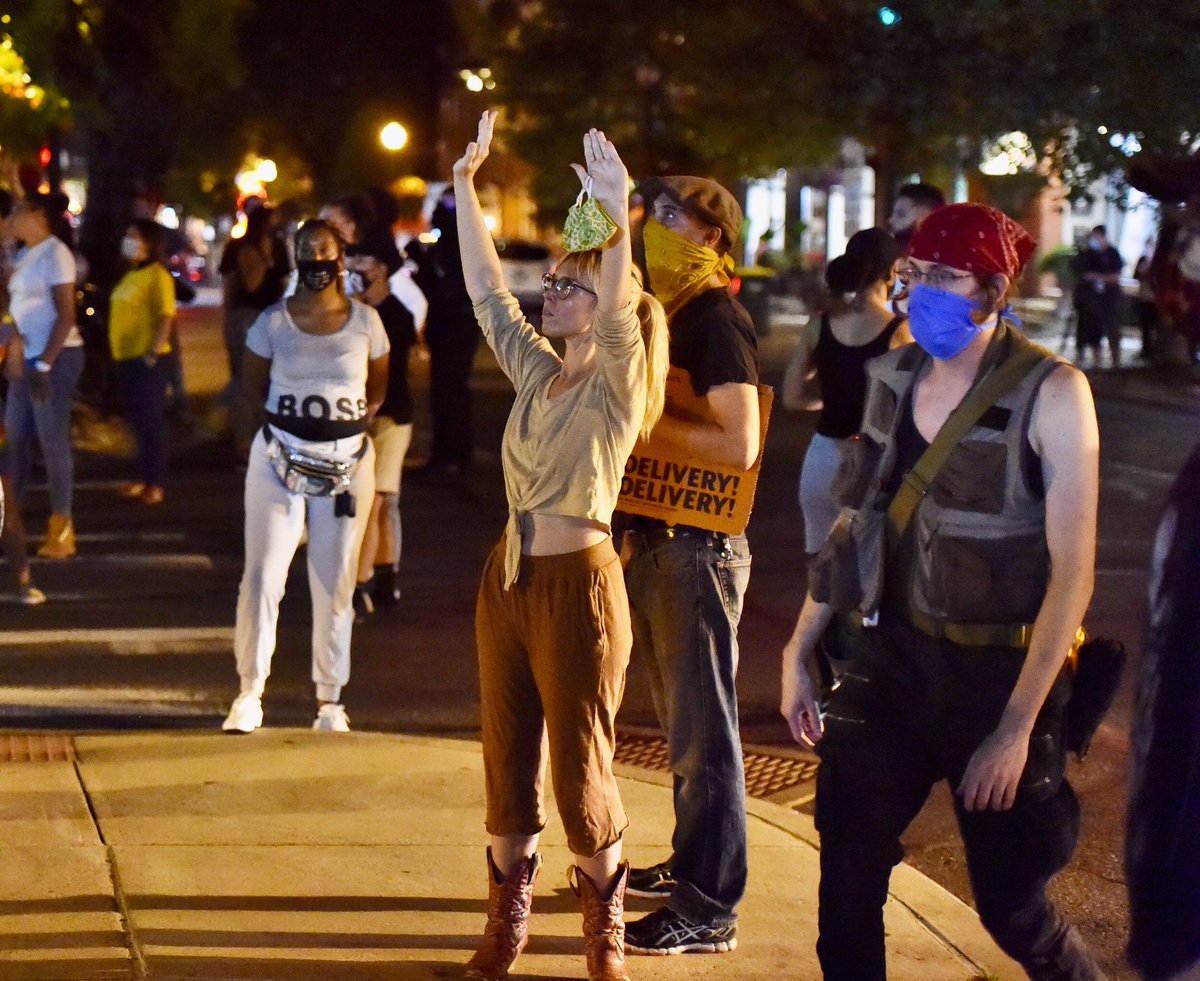 BlaineShahanLNP's tweet image. Protesters out in the intersection of West Chestnut Street and North Prince in Lancaster city in response to police involved shooting that occurred Sunday afternoon. @LancasterOnline