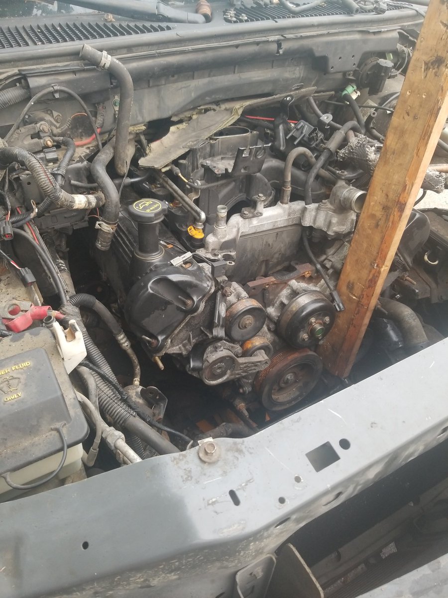 PGN_Demon's tweet photo. Finally got my engine in the truck, Jesus @Ford Why couldnt you make a bigger compartment https://t.co/gHMtzR0R8m