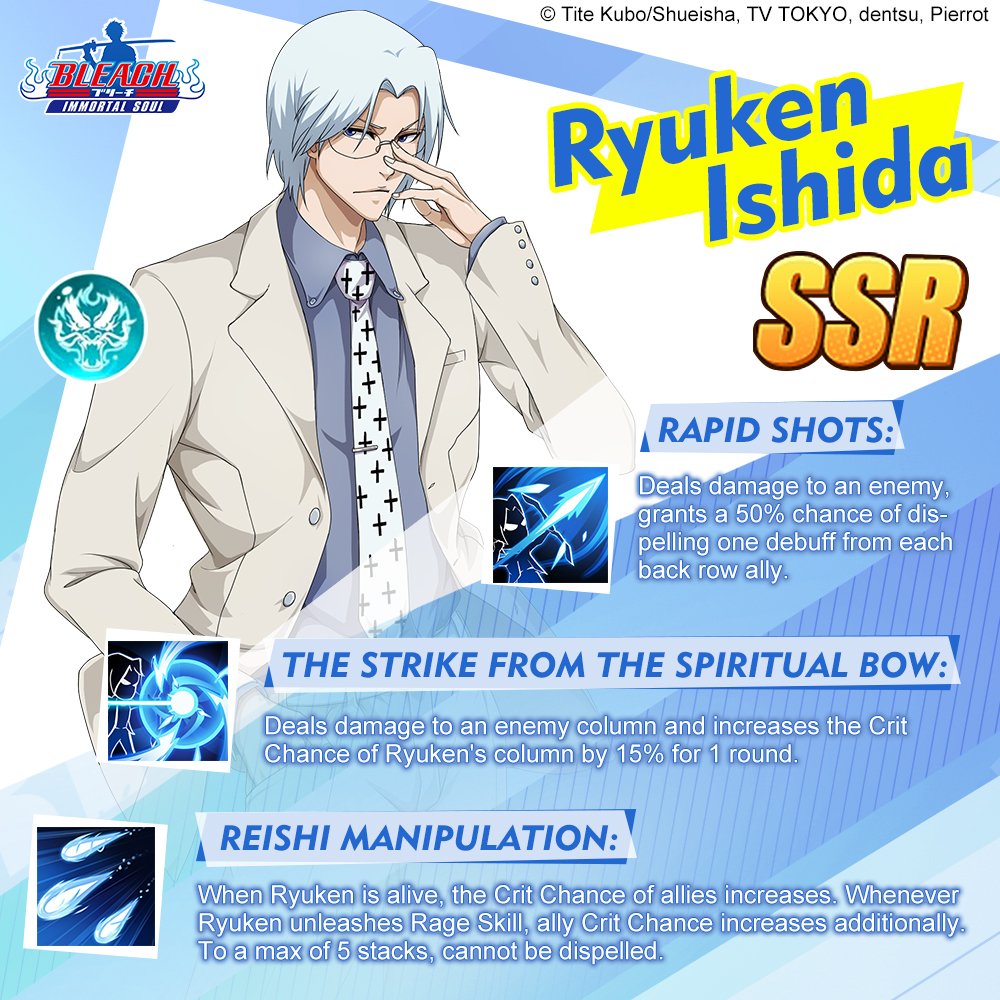 Dancer hobby Contour Bleach: Immortal Soul on Twitter: "In Bleach: Immortal Soul, Ryuken Ishida  is a Azure Dragon SSR Soul type character. So let's check out Ryuken's  skills~ https://t.co/EPc7bFVXXT" / Twitter