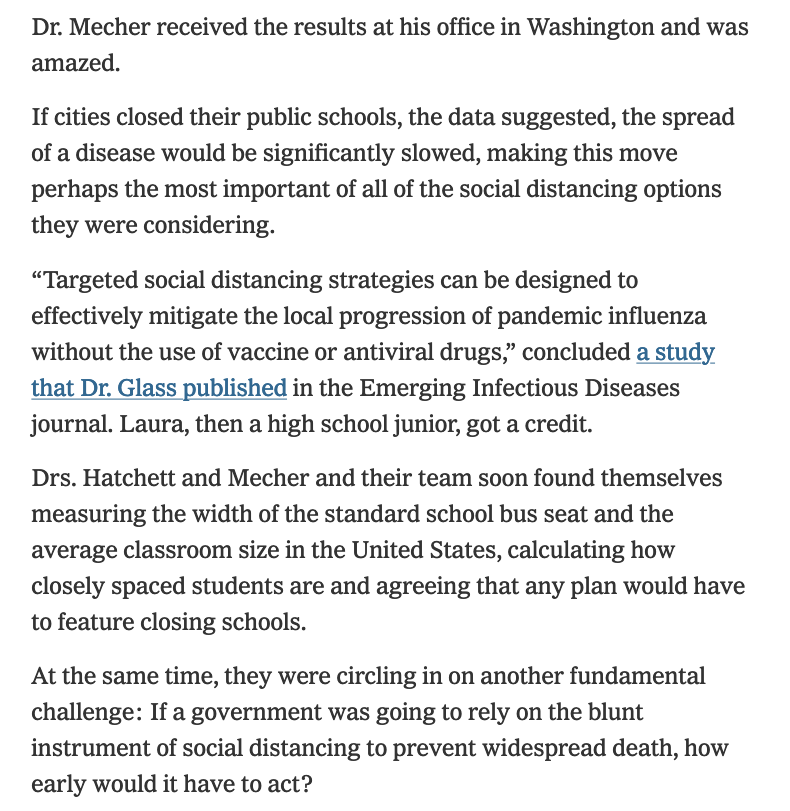 "Amazed"! Notice how the logic just skips a few steps here. All of a sudden, we have no choice but to include school closures in our plan, and the government is committed to social distancing. All of this without reference to the characteristics of the contagious disease!