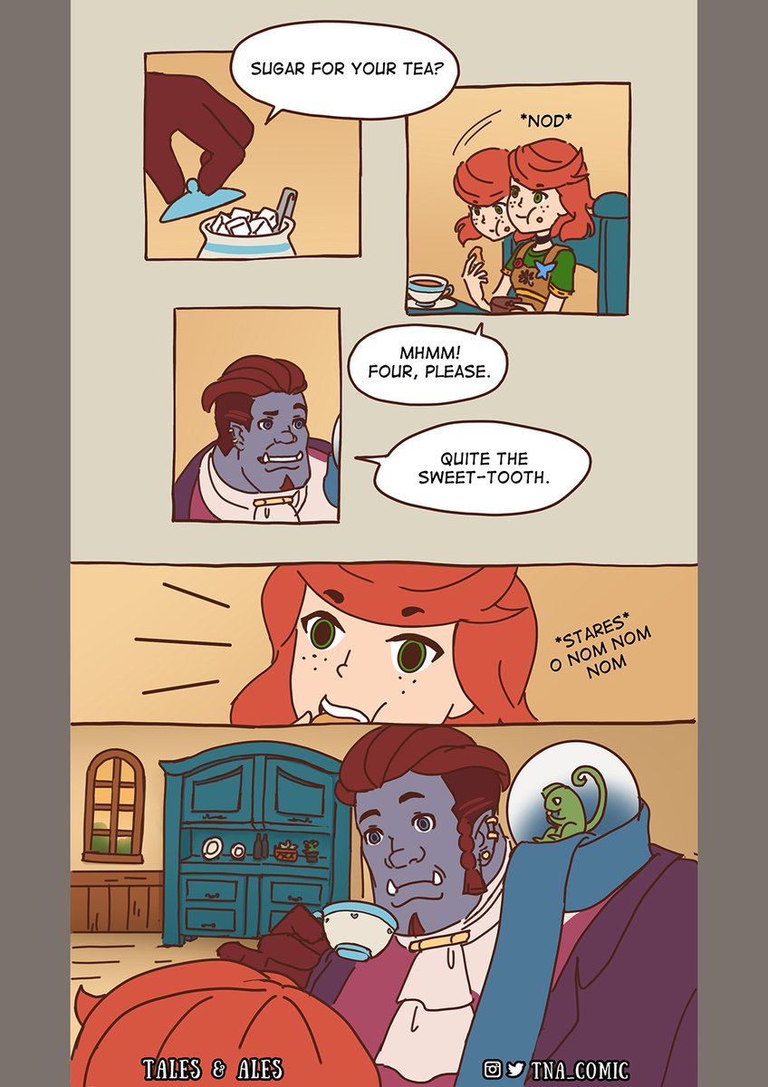 Tales &amp; Ales' Pages 37-40 are here!

Read the comic as how we intended at Webtoons, link in our profile.

#comics #comic #comicart #webcomic #dnd #dungeonsanddragons #webtoon #fantasy #fantasyart #story #art #amber #redhead #cat #cats #felis #tapas #tapastic #dndmemes #ogre #bard
