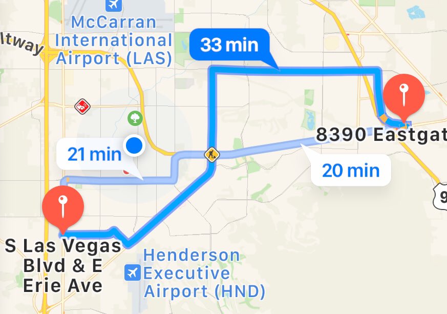 WorkingWman's tweet photo. @TrendyIdentity @bearvier @HeidiOCanada Here’s where #TrumpRallyVegas parking is, compared to the event. So, there’s shuttle drivers taking people for a 20-30 minute drive from a parking lot on the Strip to #XtremeManufacturing plant, that right off the main road in Henderson: Lake Mead (ironically, near the hospital) https://t.co/EcvreY2i5u