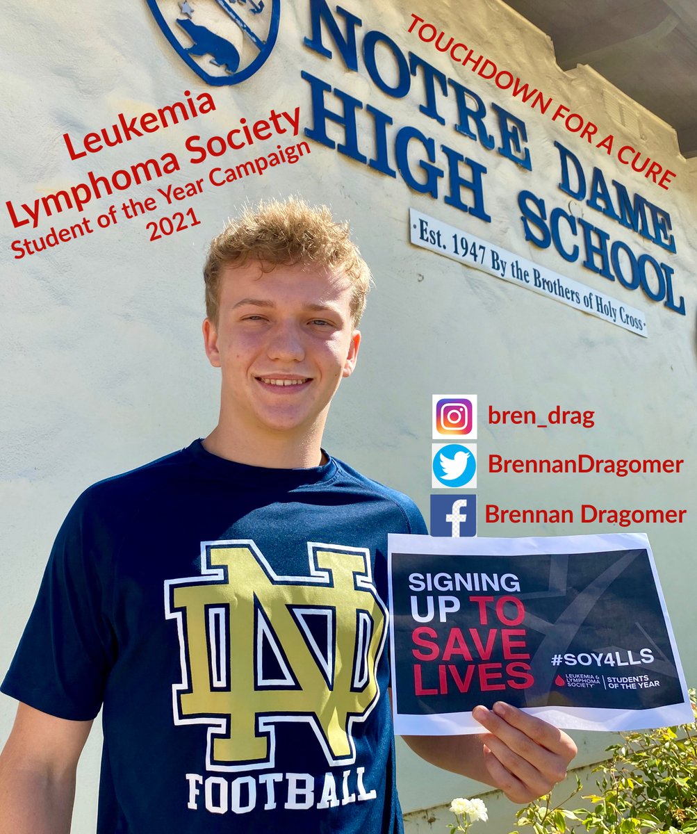 DragomerFamily's tweet photo. Support Young Philanthropists-- Brennan Dragomer Leukemia Lymphoma Society Student of the Year 2021  
#LLSusa #SOY4LLS #Beatingcancerisinourblood #BrennanDragomer #NDHS
@LLSusa
@LLSCalSo 
@NotreDame_HS https://t.co/Tp8noyGmAx