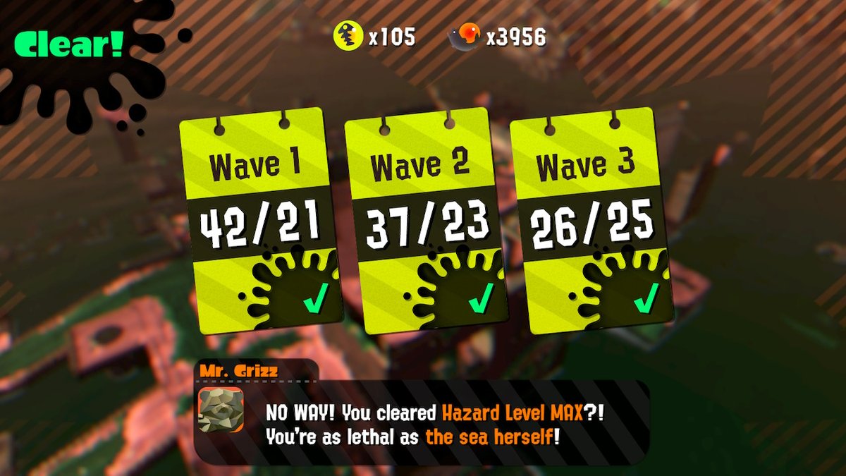 OctoKoi's tweet photo. 4th time I've done, and beat, #HazardLevelMax #SalmonRun #Splatoon2 #NintendoSwitch https://t.co/bC2O2kc829