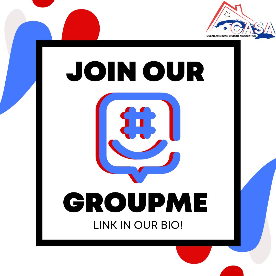 cubanoles's tweet photo. Hey, #cubanoles ❤️ Make sure to join our official CASA GroupMe to get informed with all of our upcoming events &amp; news. We’re so excited for what is to come this semester 💙🇨🇺 LINK IN OUR BIO!! https://t.co/Un5c6C0yjM