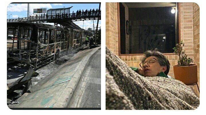 naydun's tweet photo. @Alexbogota199v @Karlaarcila Nayibe es desequilibrada y puro show. Es única responsable de heridos, muertes y daños ocurridos en la tarde del miércoles y días siguientes por inepta y siniestra. Que más bien  trabaje y arregle el mier#% que permite, que le resuelva a la gente el  transporte que les quemó. https://t.co/wo76QWkicl