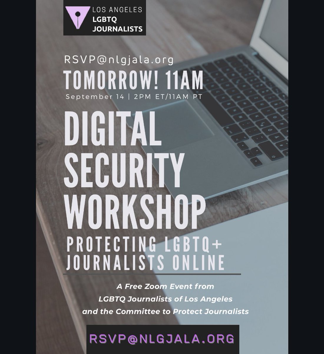 LGBTQ Journalists of LA (@nlgjala) on Twitter photo #Journalists reporting on #misinformation, conspiracy theories and false news are frequently vulnerable to online attacks. Join us tomorrow as we partner with CPJ at 2p E/11a P!
RSVP for Zoom invite:
rsvp@nlgjala.org #Journalists reporting on #misinformation, conspiracy theories and false news are frequently vulnerable to online attacks. Join us tomorrow as we partner with CPJ at 2p E/11a P!
RSVP for Zoom invite:
rsvp@nlgjala.org