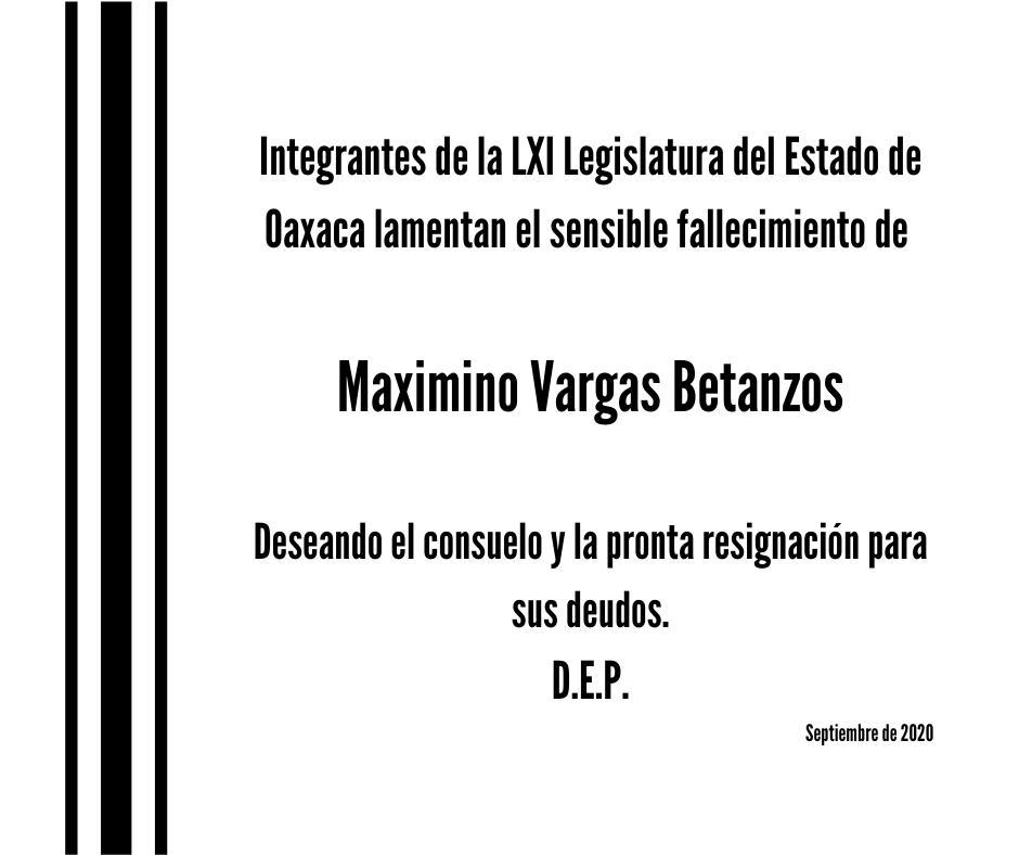 efektoaguila's tweet photo. Los diputados locales de la LXI Legislatura del Congreso del Estado de Oaxaca expresan su más sentido pésame y solidaridad a la familia y amigos de su ex compañero legislador Max Vargas Betanzos https://t.co/elTkvaG8wL
