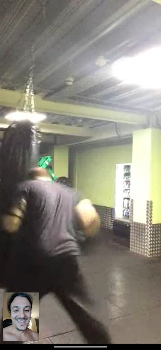 Pala's tweet photo. bruh i just got a videocall from a hidden number (at midnight), answer it, and it's some creepy @OnFireAnders doppelganger smashing a heavy bag in an empty gym. bro tf is going on https://t.co/9ZFQvsdOLc