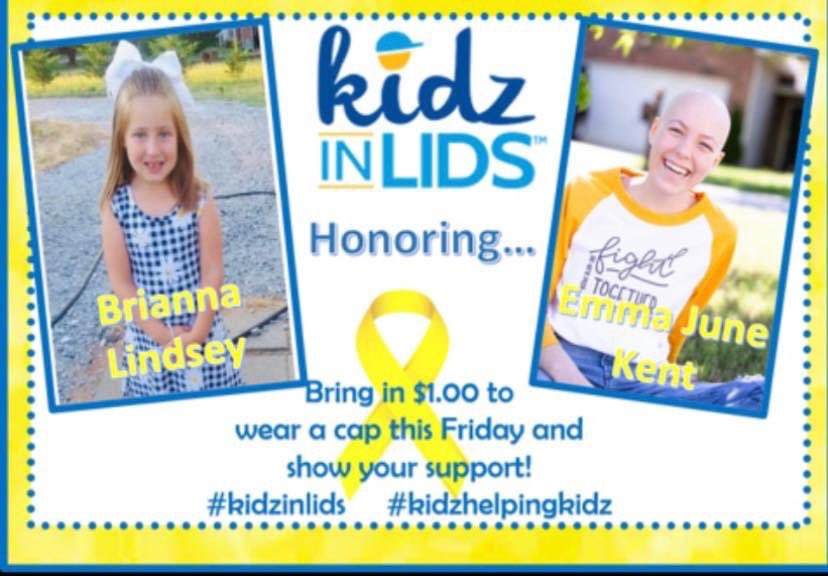 OESAllStars's tweet photo. On Friday, Sept. 18 &amp; 25 we will be participating in a fundraiser for @kidz_in_lids. This is a wonderful program that helps families of children with cancer. We will be doing this in honor of Brianna Lindsey and Emma June Kent. This is a great way to teach our kids to give back! https://t.co/Lx1xT4Irhl
