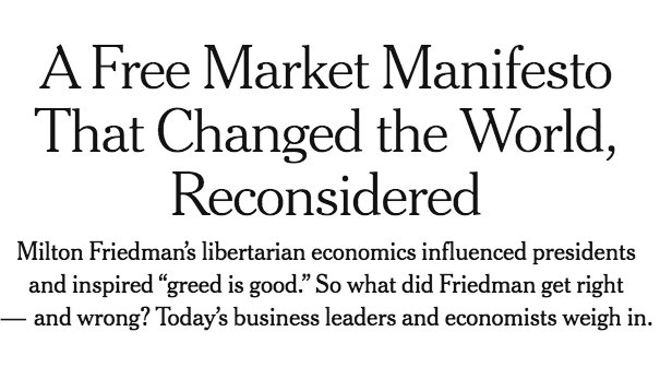 Ian_Fraser's tweet photo. "The flaw in Friedman's argument is, in the last 50yrs, big corporations have gained so much influence they've overwhelmed our democracy. Corporate taxes have been slashed, safety nets for the poor have unravelled and investment in education and infrastructure has waned" @RBReich https://t.co/ERKDCdBON3