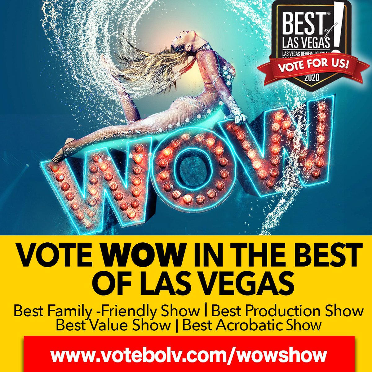 WOW is proud to be nominated in the Las Vegas Review-Journal - "Best of Las Vegas" 2020 awards‼️
Use this link to place your vote: votebolv.com/WowShow