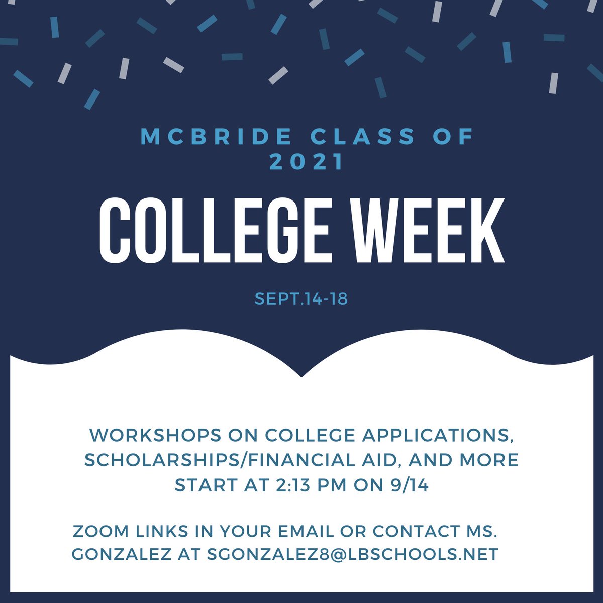 Get help with your college applications this week, during McBride College Week!  ❤️ 🐺 #proudtobeLBUSD ⁦@LBSchools⁩ ⁦@HSOLBUSD⁩